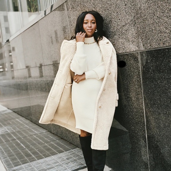 Faux Shearling Button Front Coat XL Express women’s coat $398 NWT Discontinued - Picture 7 of 10